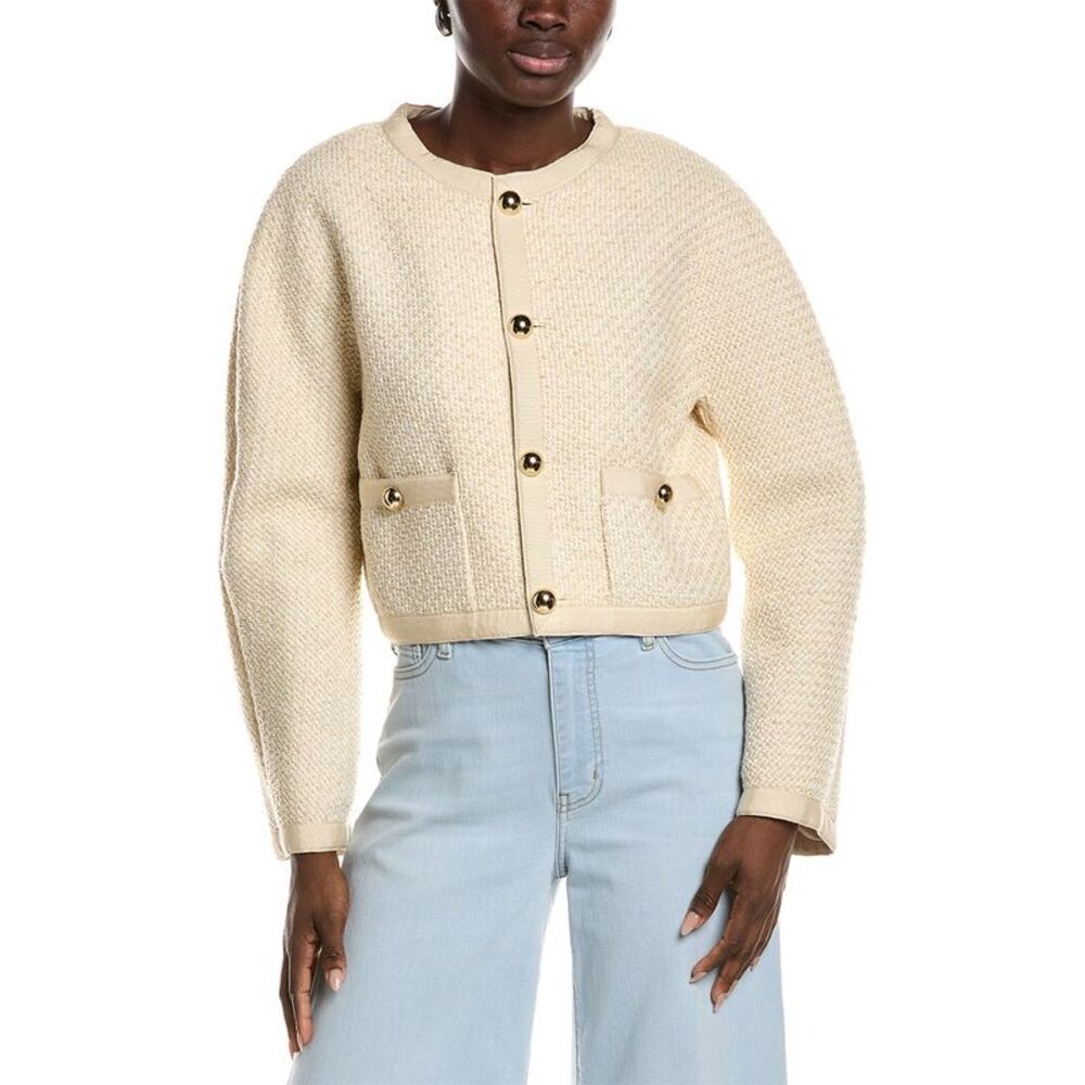 Frame Denim Womens  The Trim Wool-Blend Jacket